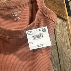 American Eagle Outfitters Ribbed Tank Top in Rust